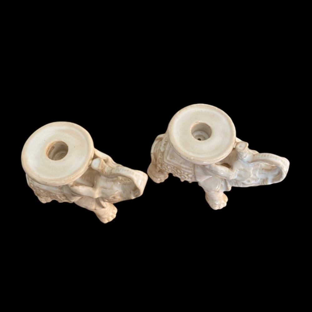 Set of Two Ceramic Elephant candle holder